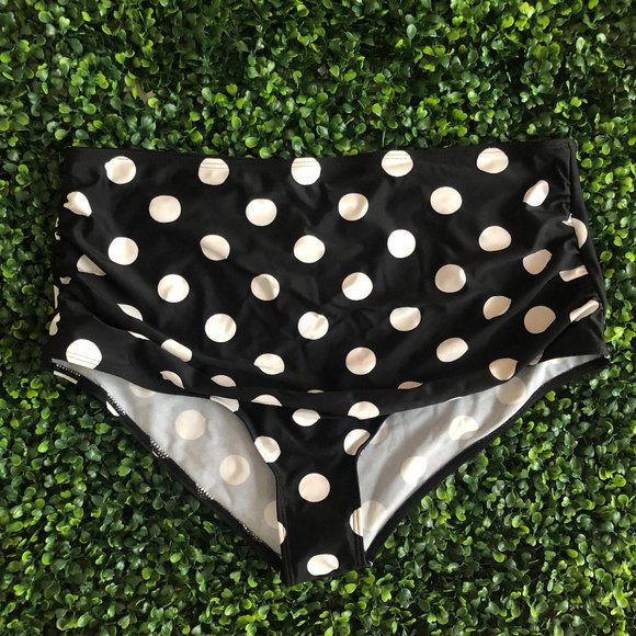 Other - SOLD: Black & White Large Polka Dot High Waisted Bikini Bottoms - XXL